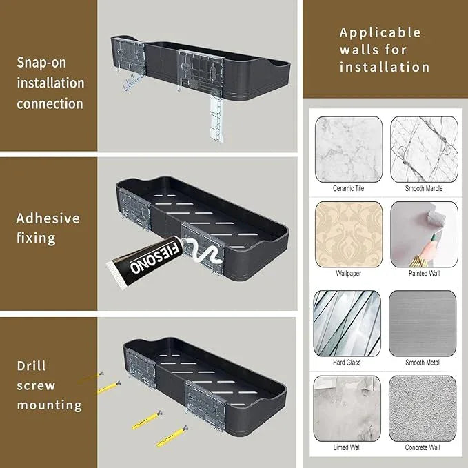 Luxury Shower Caddy, Rustproof Metal Large Capacity Bathroom Shelves for Storage, Adhesive or Drill Mounting for Kitchen Holder & Organizer (2 Pack) - ModernBath