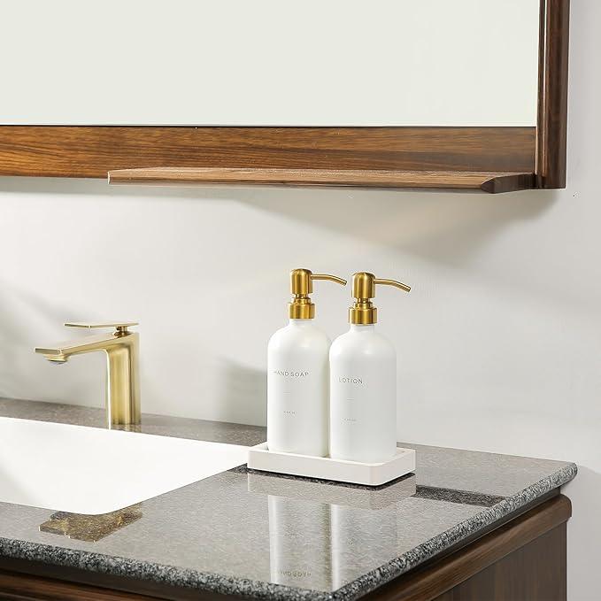 Prus Waso Gold Soap Dispenser Bathroom Set, Hand and Lotion Dispenser with Stainless Steel Pump, Perfect for Modern Bathroom Decor. (Gold) - ModernBath