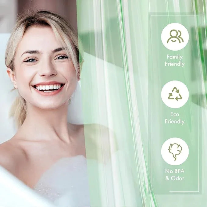 AmazerBath Shower Curtain Liner, 72x72 Transparent Mint Green Shower Liner, Lightweight Plastic Shower Curtain Liners, Waterproof Shower Liner for Bathroom with 3 Magnets and 12 Grommet Holes - ModernBath