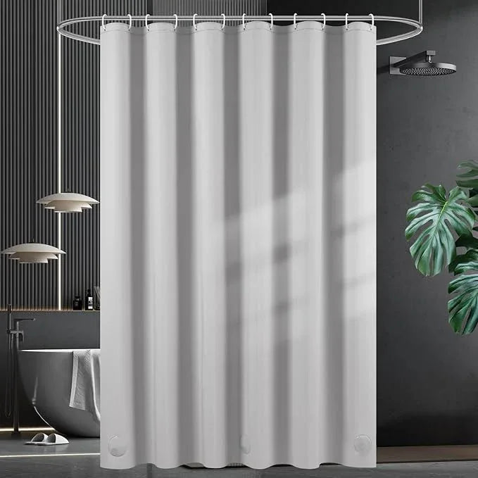 UFRIDAY Grey Stall Size Shower Curtain 36 x 72inch, Heavy Duty Premium PEVA Shower Curtain with 2 Weighted Magnets, Plastic Waterproof Grey Shower Curtains for Bathroom with 6 Hooks - ModernBath