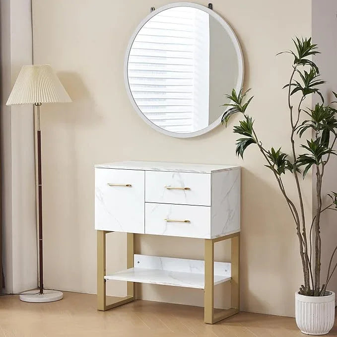 BarberPub Beauty Barber Station, Spa Wall Mount Storage Cabinet, Styling Salon Equipment for Hair Stylist, Bathroom Dresser with Drawers & Shelf 3185 (White) - ModernBath