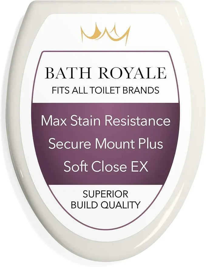 Bath Royale Elongated Toilet Seat BR501-01 Quiet Close, Stain-Resistant and Easy to Keep Clean, Heavy Duty, Fits All Toilet Brands, Executive Series -Biscuit/Linen - ModernBath