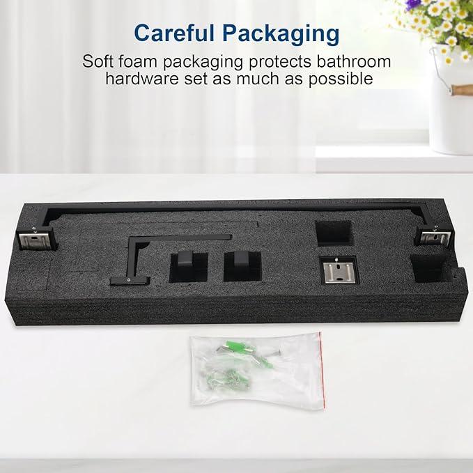 15 Pieces Bathroom Hardware Set, Matte Black Bathroom Accessories Set, Towel Racks for Bathroom, 23.6 Inch Bath Towel Bar Set Stainless Steel, Toilet Paper Holder Wall Mounted, Towel Ring, Towel Hook - ModernBath
