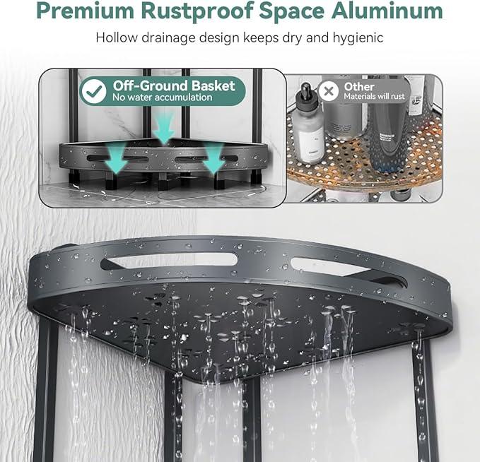 Corner Shower Caddy Stand, 4 Tier Standing Shower Organizer with Soap Holder, Rustproof Shower Shelves for Bathroom Shampoo Storage, Grey - ModernBath