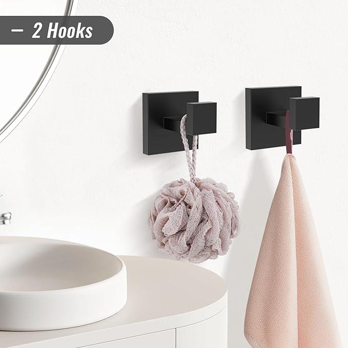 YACVCL 5 Pieces Matte Black Bathroom Hardware Accessorie Set 23.6 Inch Towel Bar Set SUS304 Stainless Steel Towel Rack&Holder Set for Bathroom,Toilet Paper Holder with Shelf Wall-Mounted - ModernBath