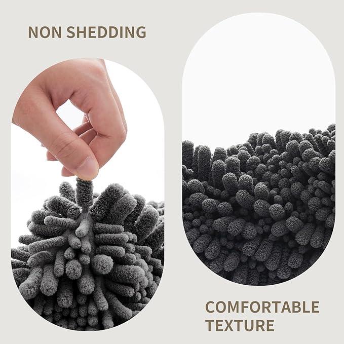 Ruggnovea Chenille Bathroom Rugs Non Slip Washable 55x24, Extra Thick Soft Absorbent Chenille Bath Mat, Non-Slip Barrier Backing, Quick Dry Machine Washable Bath Mats Tub, Shower,Floor/Sink,Darkgrey - ModernBath