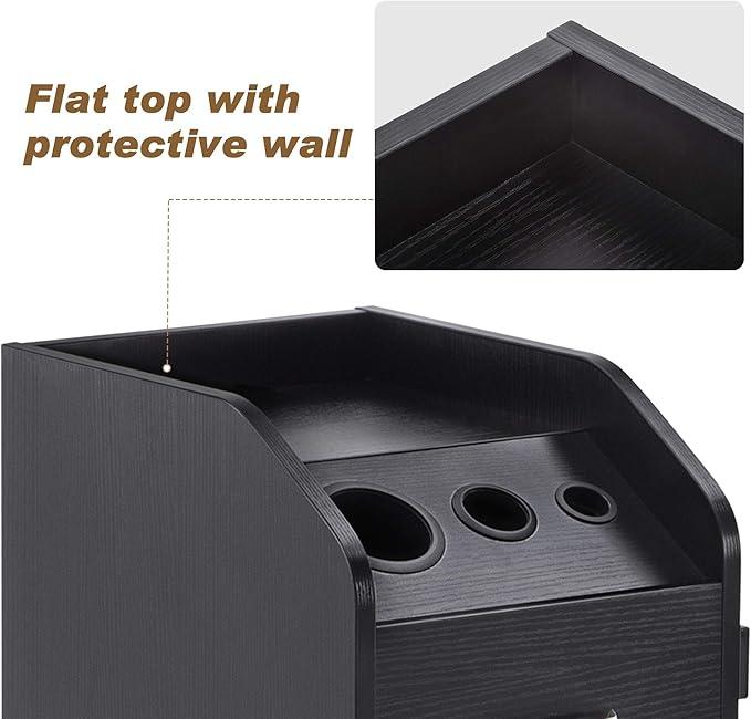BarberPub Beauty Salon Trolley Storage Cart Hair Dryer Holder Stylist Equipment with Lockable Rolling Wheels, Drawer (Black) - ModernBath