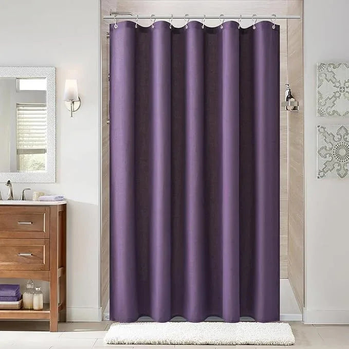 Naturoom Purple 60 Inch Shower Curtain - Stall Narrow Half Linen Ultra Thick Fabric Shower Curtain Set with Hooks, Boho Farmhouse Rustic RV Camper Bath Curtains for Bathroom, 60x72 - ModernBath