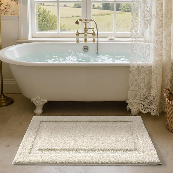 LUMI Ultra Soft Bathroom Rugs Non Slip with Rubber Backing, Absorbent Washable Bath Mat Quick Dry, Upgraded Premium Microfiber Plush Carpet for Bathtub and Shower Floor, Ivory White, 24x43 - ModernBath