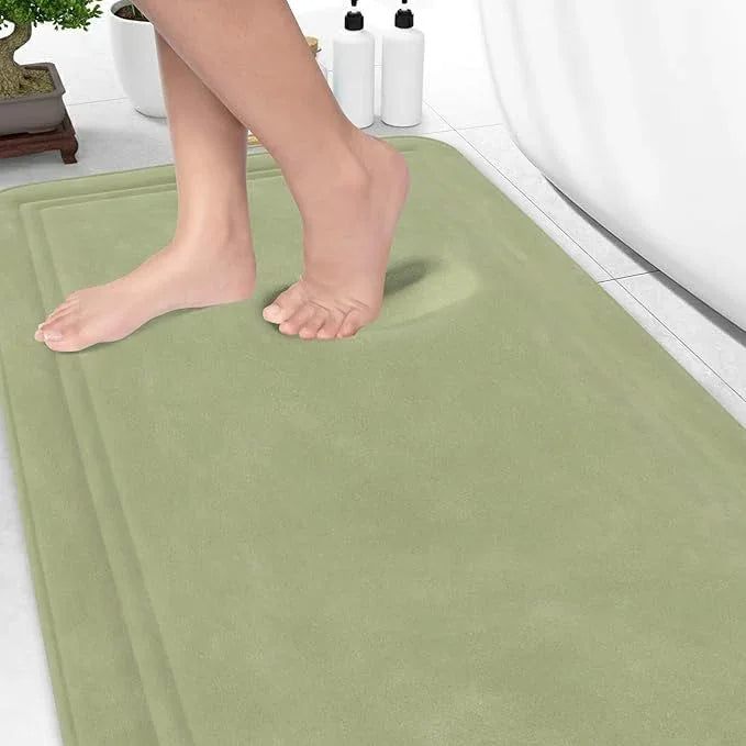 ITSOFT Memory Foam Bath Mat 59X23, Non Slip, Machine Washable, Quick Dry & Absorbent Rugs, Bath Mats for Bathroom Floor, Tub & Shower, Bathroom Rug, Sage Green - ModernBath