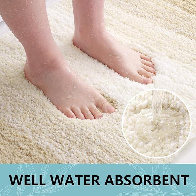 Arotive Microfiber Bathroom Rugs, Shaggy Soft and Absorbent Bath Rug, Non-Slip, Thick Plush Machine Washable Dry Bath Mats for Bathroom, Tub and Shower, 24x16, Light Beige, Rectangular - ModernBath