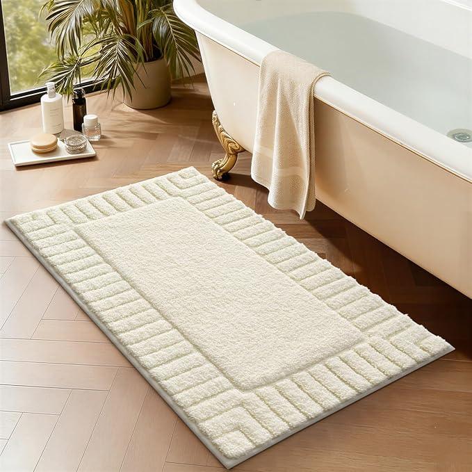 LUMI Bathroom Rugs Non Slip with Rubber Backing, Extra Soft Plush Microfiber Bath Rug Absorbent, Machine Washable Bath Mat Quick Dry for Tub, Shower, Ivory White, 24"x36" - ModernBath