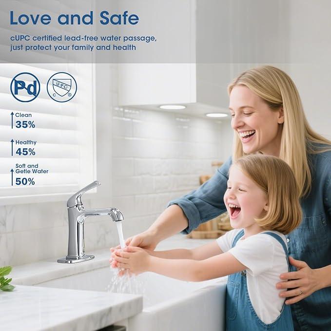 Polished Chrome Bathroom Faucet, Brass Single Hole Bathroom Faucets for 1 or 3 Holes, Vanity Faucet with Supply Lines and Deck Plate, Pop Up Drain - ModernBath
