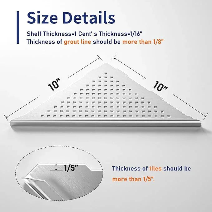 Corner Shower Shelf, 304 Stainless Steel 10" Brushed Recessed Shelf for Bathroom, Grout in Shelf for Tiled Wall - ModernBath