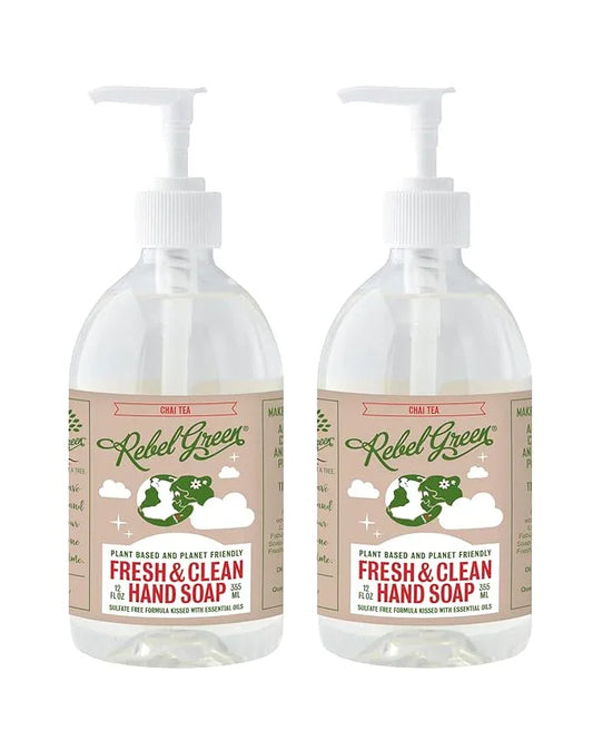 Rebel Green Fresh & Clean Hand Soap - Natural Liquid Hand Soap for Bathroom & Kitchen - Chai Tea, 12 Fl oz, Pack of 2 - ModernBath