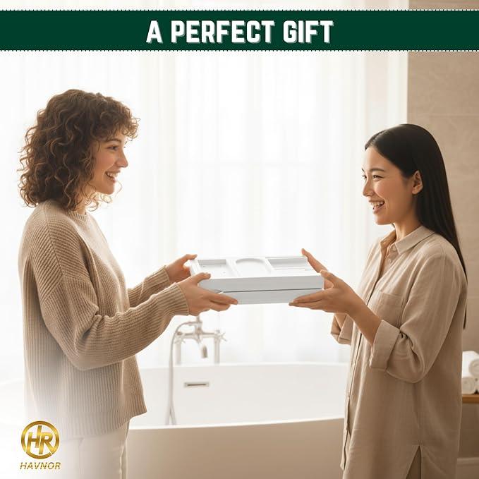 Bamboo Bathtub Caddy Tray Expandable & Foldable Bath Shelf with Book, Tablet & Wine Holder Adjustable Wooden Bath Tray for Relaxing Spa at Home – Fits Most Tub Sizes. - ModernBath