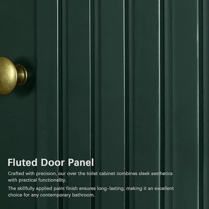Over The Toilet Storage Cabinet, Over The Toilet Storage with Fluted Door Over The Toilet Cabinet with Adjustable Shelf Above The Toilet Storage Cabinet for Bathroom Organizer, Forest Green - ModernBath