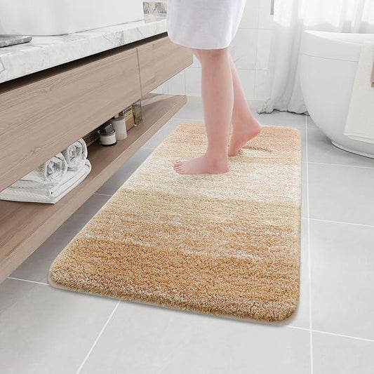 Arotive Microfiber Bathroom Rugs, Shaggy Soft and Absorbent Bath Rug, Non-Slip, Thick Plush Machine Washable Dry Bath Mats for Bathroom, Tub and Shower, 44x24, Beige, Rectangular - ModernBath