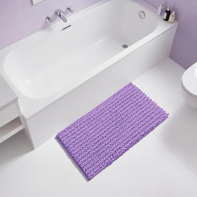 Yimobra Large Bathroom Rugs Non Slip Washable 36x24 Inch - Ultra Soft Absorbent Chenille Bath Mat, Quick Dry Shaggy Floor Carpet for Tub Shower, Lavender Home Decor Accessories - ModernBath