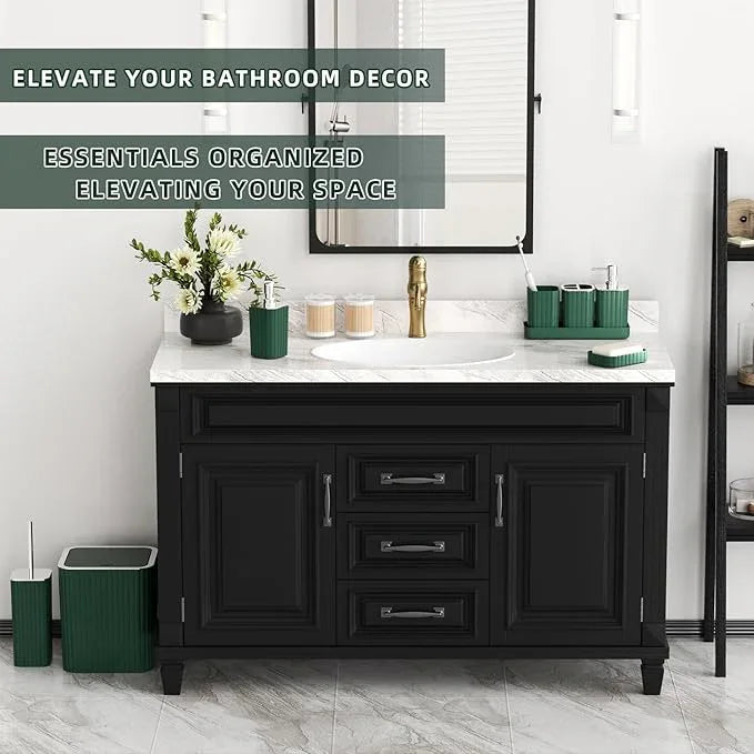 XLHOMO Bathroom Accessories Set - Gorgeous Green Bathroom Set, 10PC Green Bathroom Accessory Set, Bathroom Sets with Toilet Brush, Bathroom Trash Can - ModernBath