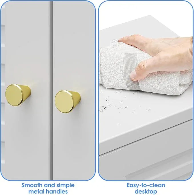 34" H Metal Pantry Cabinet, Kitchen Pantry Storage Cabinets with 2 Shelves, for Home Office Bathroom, Required Assembly, White - ModernBath