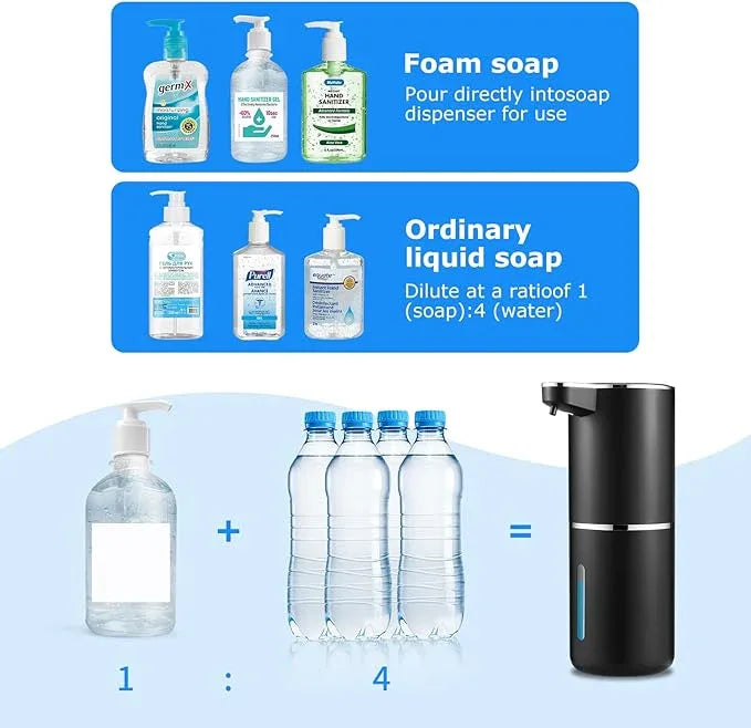 Automatic Foaming Soap Dispenser,Touchless Soap Dispenser with 4 Adjustable Foam Levels,Wall Mounted and USB Rechargeable,12.8oz Large Capacity for Bathroom,Kitchen Sink,Dish Soap(Black) - ModernBath