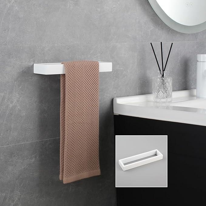 GERZWY 2 Piece Bathroom Hardware Set - Towel Ring and Towel Bar Stainless Steel Wall Mounted, White - ModernBath
