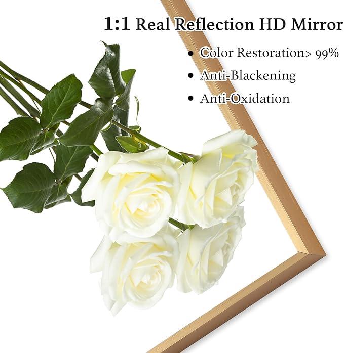 LEDLUX 30x30 Inch Gold Bathroom Mirror, Copper-Free Mirror, Aluminum Alloy Frame Vanity Mirror, Rectangle Wall Mounted Mirror, Modern Mirror for Bedroom/Living Room/Porch Horizontal or Vertical - ModernBath