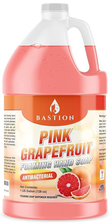 Bastion Pink Grapefruit Foaming Antibacterial Hand Soap Refill 1 Gallon (128 oz) Refreshing Pink Grapefruit Scent Bulk Hand Soap-Made In The USA. - ModernBath