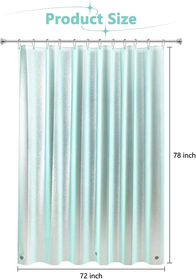 Seenus Waterproof Plastic Teal Glitter Shower Curtain Extra Long 72 x 78 Inch, Sparkle PEVA Shower Curtain Liner with 3 Large Magnets, Aqua Green Blingbling Bathroom Decor Shower Curtain - ModernBath