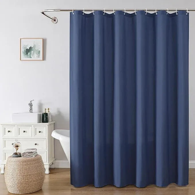 OVZME Zora 78 Inch Shower Curtain Set with 12 Plastic Hooks, Plain Fabric Shower Curtain for Bathroom - Long Shower Curtain, Water Resistance, Machine Washable Soft Cloth, 72WX78L, Dusty Blue - ModernBath