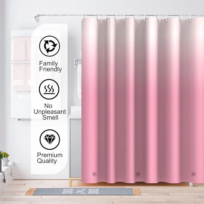 TIKABC Shower Curtain Liner, 4G PEVA Shower Liner, Plastic Waterproof Shower Curtains, with Grommet Holes and 3 Magnetic Weights(Gradient Pink) - ModernBath