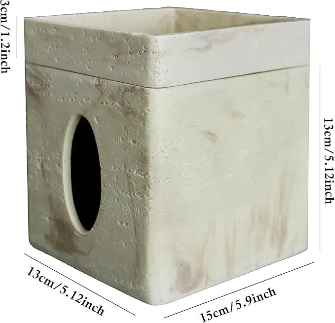 Hymmah Square Tissue Box Cover/Holder with Tray,Unique Cube Design Tissue Dispenser Decor for Vanity Counter Tops Also Great for Bedroom and Living Room - ModernBath