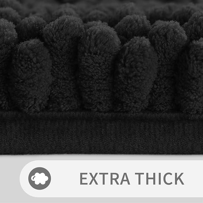 Yimobra Toilet Rugs U Shaped Washable 24 x 20, Non Slip and Super Absorbent Toilet Mat, Quick Dry, Ultra Luxury Microfiber Chenille Plush Fluffy Contour Bath Rugs for Toilet Base, Black - ModernBath