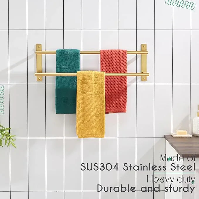 KOKOSIRI 20 Inch Bathroom Towel Racks Double Towel Bar Bath Towel Holder Towel Hanger Towel Shelf Wall Mount Stainless Steel Brushed Gold B5010BG-L20 - ModernBath