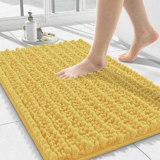 Smiry Bathroom Rugs Mat 24x16, Extra Soft Absorbent Chenille Bath Rugs, Non Slip Rubber Backing Machine Washable Quick Dry Bath Mats for Bathroom Floor, Tub, Shower, Home Decor Accessories, Yellow - ModernBath