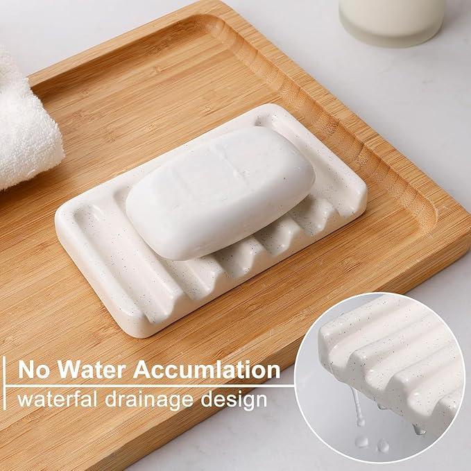 BosilunLife Beige Bathroom Accessories Set - Ceramic Bathroom Counter Soap Set Bathroom Decor Sets Accessories Bathroom Lotion Soap Dispenser and Toothbrush Holder Set, Soap Dish, Apothecary Jars - ModernBath