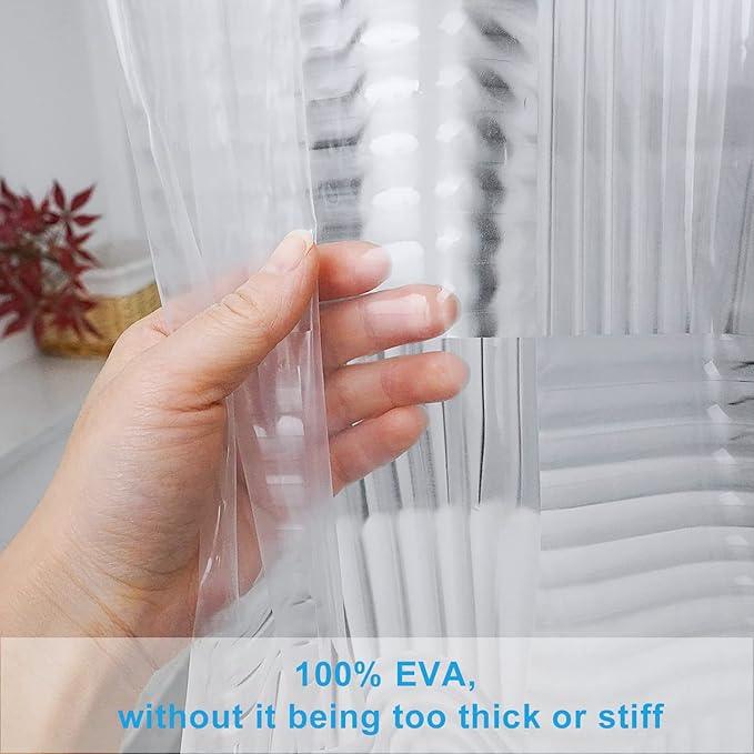 EurCross 75 inch Long Clear Shower Curtain Liner with Design, Waterproof Softer Plastic Curtain Liner for Bathroom 72x75 inches Length with 3 Bottom Weights - ModernBath