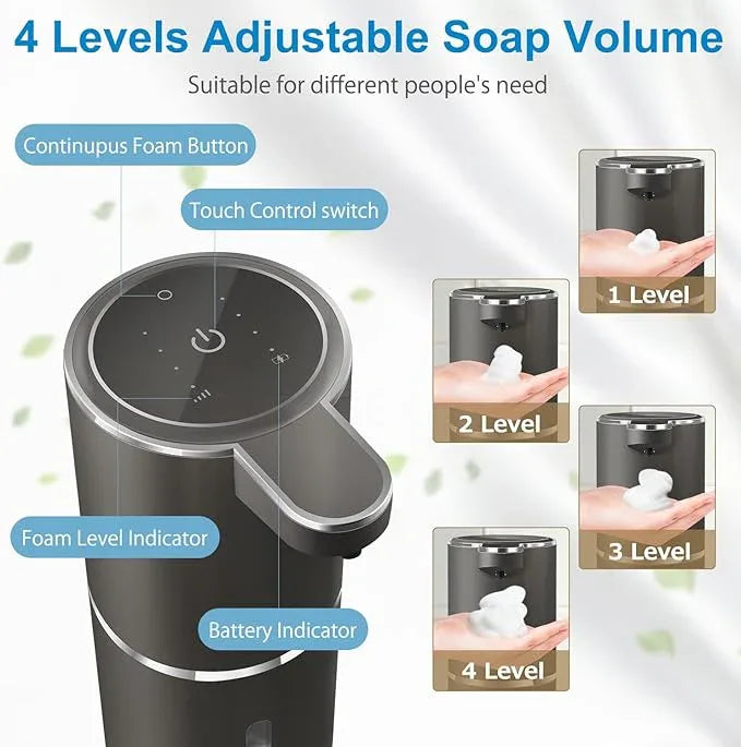 Gotofine Automatic Foaming Soap Dispenser,4-Level Adjustable Foam, Wall Mount, USB Rechargeable,12.8oz/ 380ml,Touchless Hand & Dish Soap Dispenser for Bathroom, Kitchen,Hotel, Restaurant - ModernBath