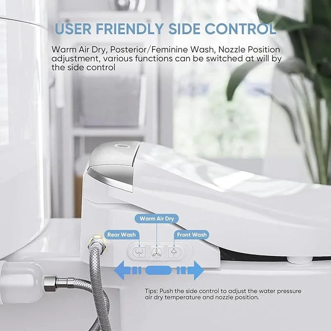LEIVI Electric Bidet Toilet Seat with Wireless Remote and Side Panel, Multiple Spray Modes, Adjustable Heated Seat, Warm Water and Air Dryer, Auto LED Nightlight, Elongated - ModernBath