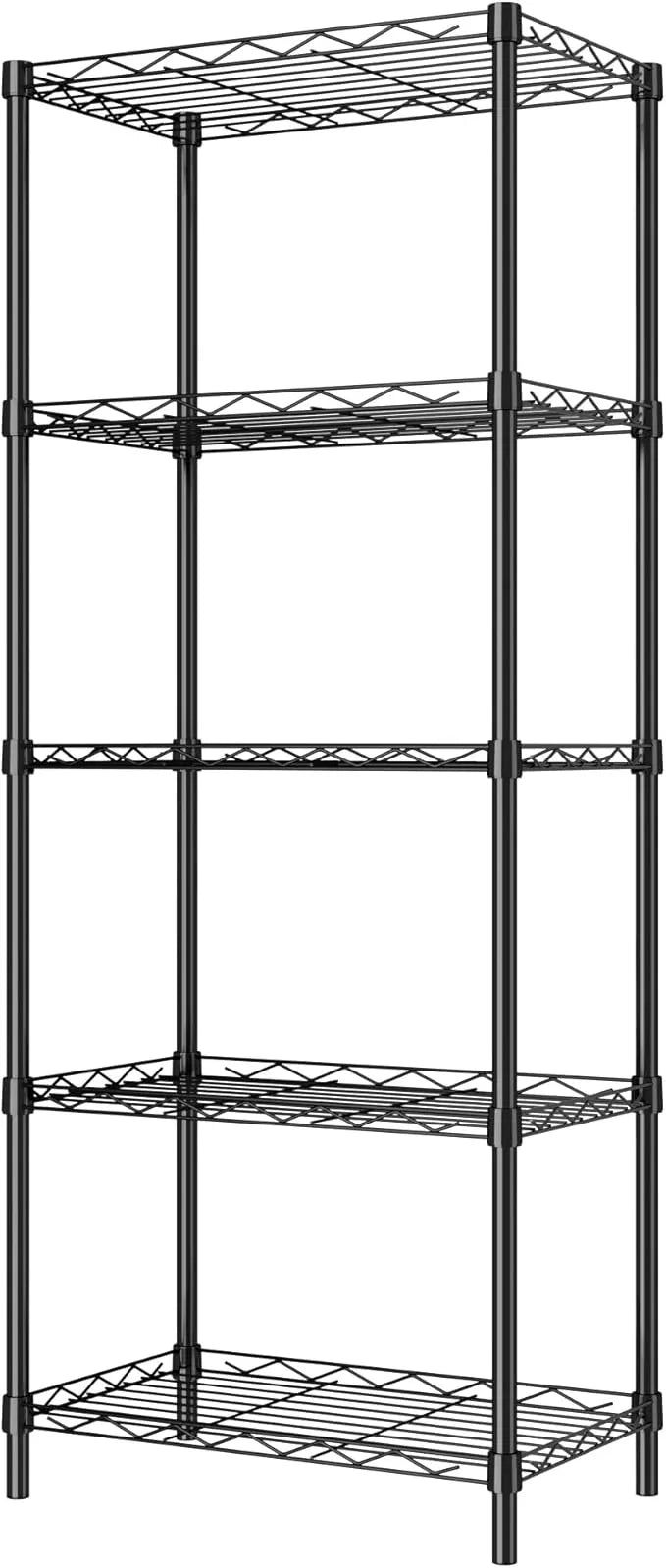 HOMEFORT 5-Tier Wire Shelving 5 Shelves Unit Metal Storage Rack Durable Organizer Perfect for Pantry Closet Kitchen Laundry Organization in Black, 16.5" W x 11.4" D x 47" H - ModernBath