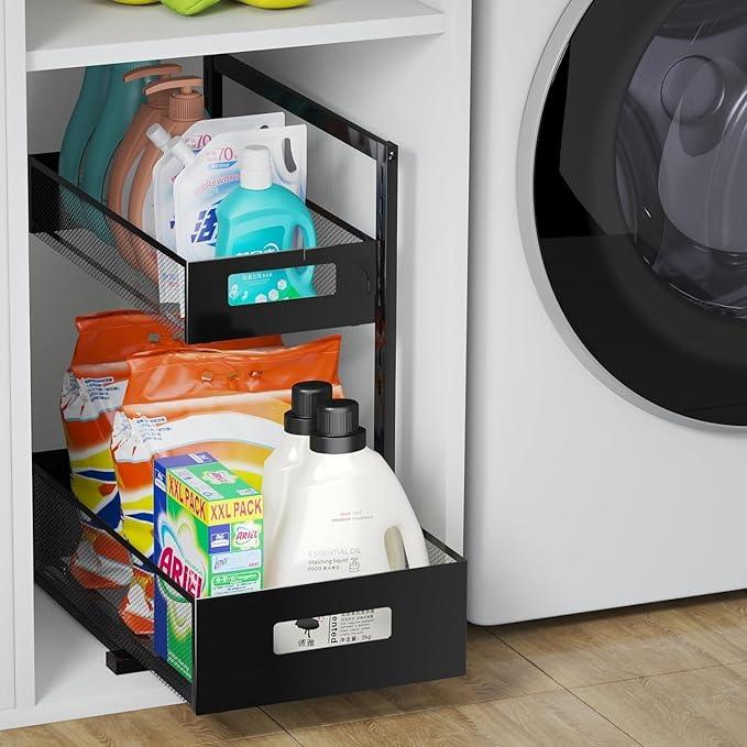 Under Sink Organizer Pull Out Cabinet Organizer Adjustable Height 2 Tier with Sliding Drawers Kitchen Bathroom Organizer and Storage(1pc) - ModernBath