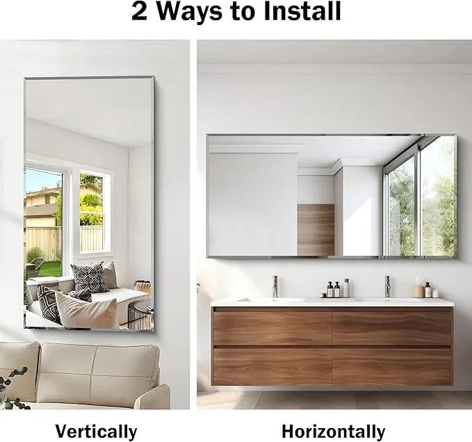CILIBER Beveled Bathroom Mirror, 30x60 Large Frameless Mirrors for Over Sink, Upgraded Shatterproof Beveled Frameless Vanity Mirror for Bathroom,Bedroom,Living Room and Entryway - ModernBath