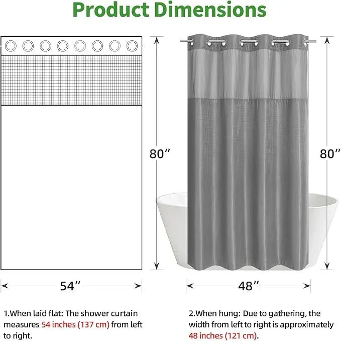 eachope Stall No Hook Shower Curtain with Snap-in Fabric Liner Set,Waffle Weave Shower Curtains for Bathroom,Hotel Luxury Decor Bathroom Curtain Set,Waterproof & Washable,Grey,54Wx80H - ModernBath