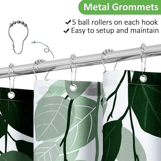 BOODII Emerald Green Leaves Shower Curtain for Bathroom Hunter Green Eucalyptus Watercolor Shower Curtain for Bathroom Botanical Floral Leaf Spring Decor 72x72 inch - ModernBath