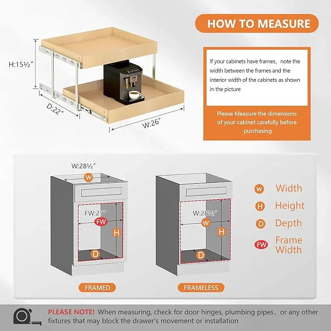 WelFurGeer 2-Tier Pull Out Cabinet Organizer with Soft Close Slides, Pull Out Drawers for Cabinets, Heavy-Duty Slide Out Drawers for Kitchen Cabinets, Under Sink, Pantry & Bathroom - ModernBath