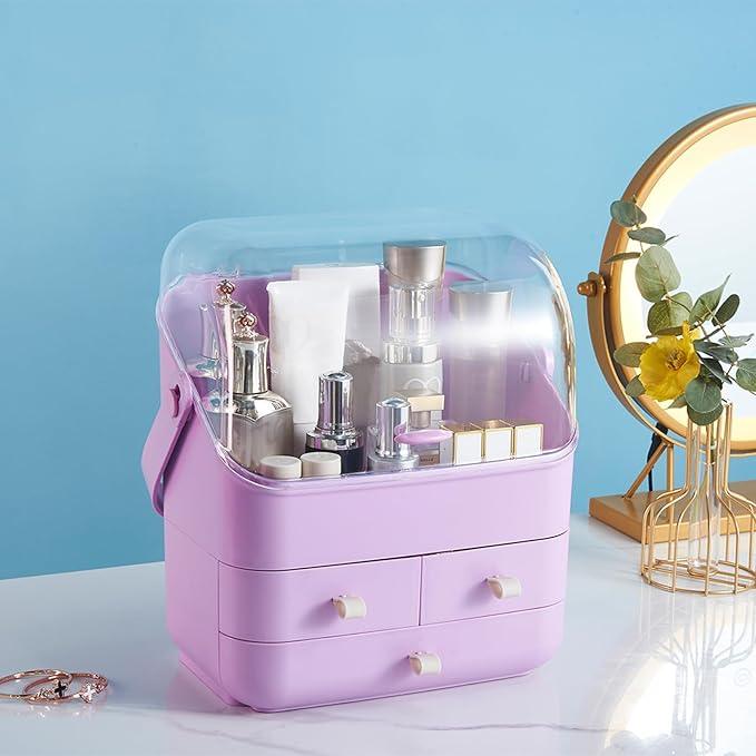 Large Makeup Organizer w Drawers Beauty Organizer Makeup Box Holder Vanity Organization Desk Countertop MakeUp Organizers Bathroom Counter Organizer Skincare Cosmetic Case Stand Dustproof Lid Gift - ModernBath