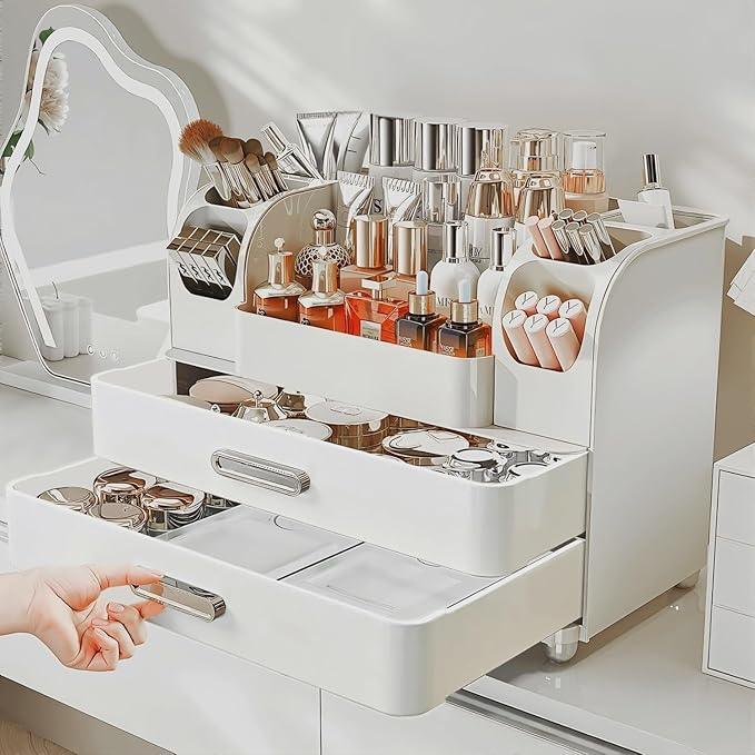 Makeup Organizer with Drawers for Vanity,Bathroom Countertop Organizer with Brushes Holder,Skincare Storage Organizer,Perfect Cosmetic Display Case for Skincare,Lipstick and Beauty Essential - ModernBath