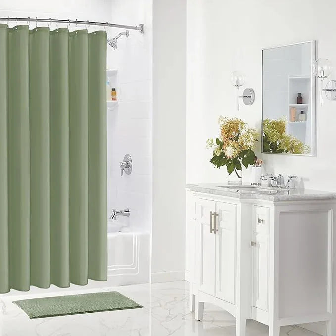 Gibelle Sage Green Fabric Shower Curtain or Liner, 72x72 Waterproof Shower Curtain Liner for Bathroom with Metal Grommets, Soft Cloth & Hotel Quality, Machine Washable - ModernBath