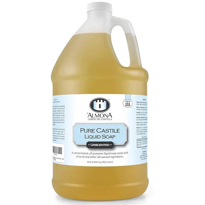 La Almona - Pure Castile Liquid Soap, UNSCENTED, 1 Gallon - Multipurpose: Hands, Face, Body, Laundry, Dishes & More - For Sensitive Skin, All-Natural Ingredients, Fragrance Free - ModernBath